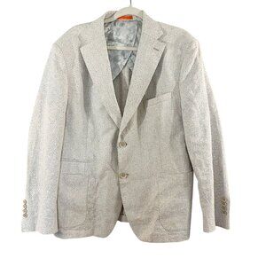 Tallia Beige Floral Print Linen Blazer Jacket Sport Coat - Size 44S